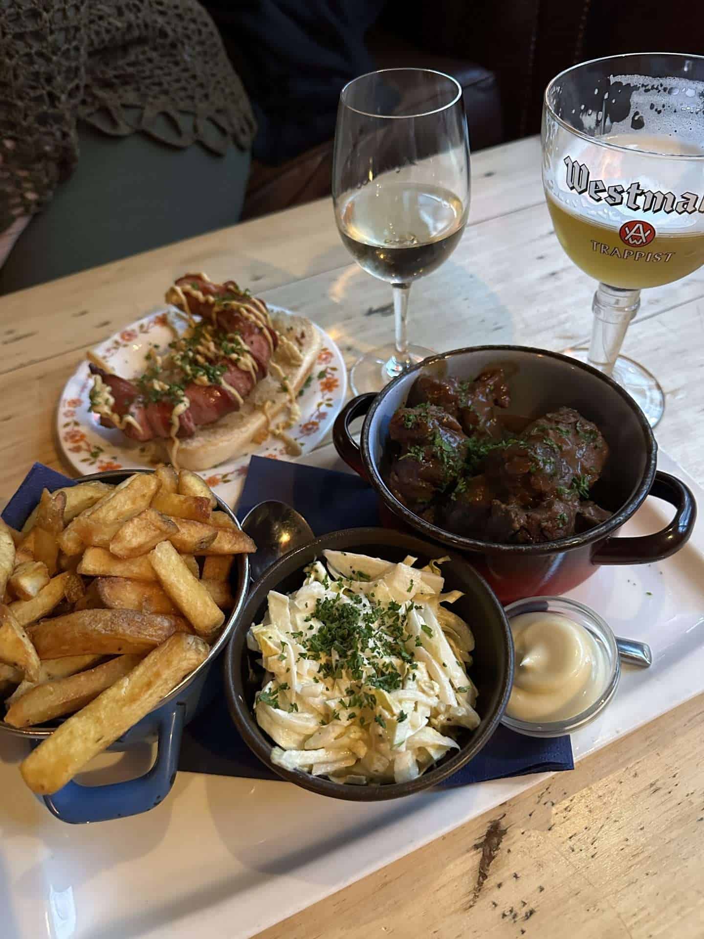 belgian dinner with stew and frites
