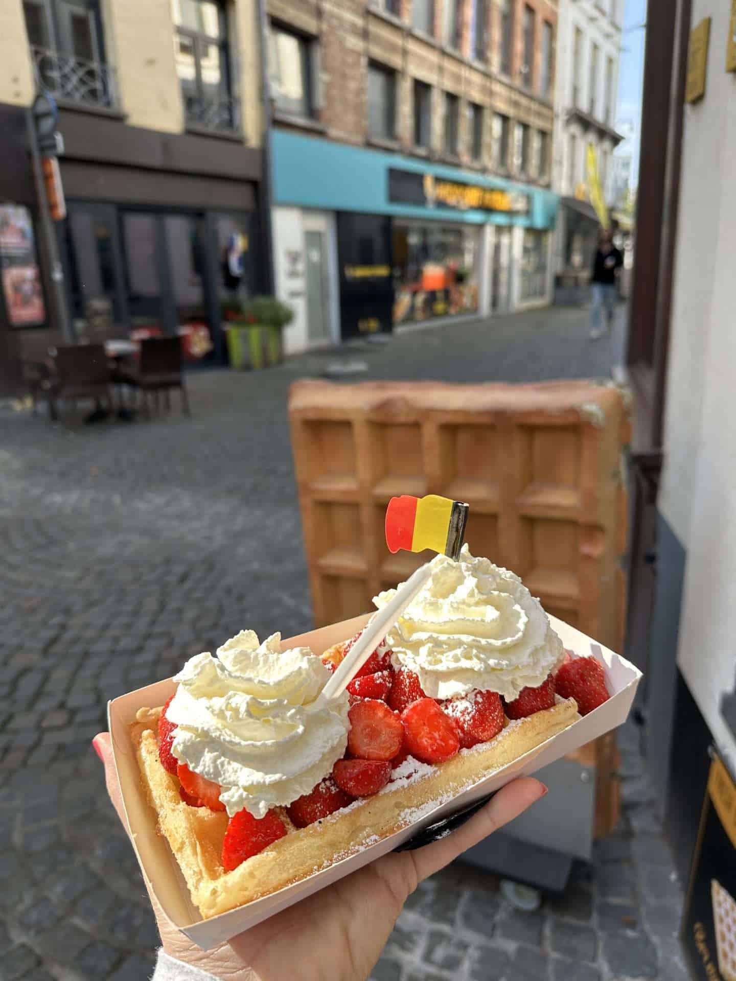 belgian waffle with strawberries