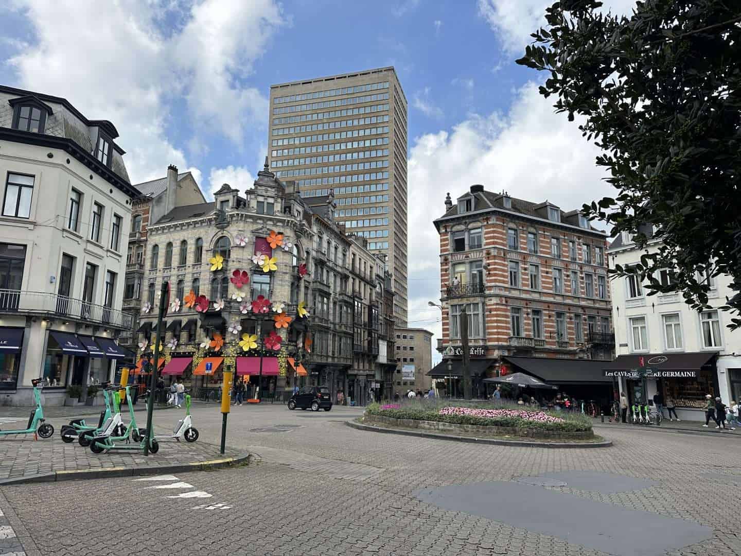 flower covered building, Brussels Belgium