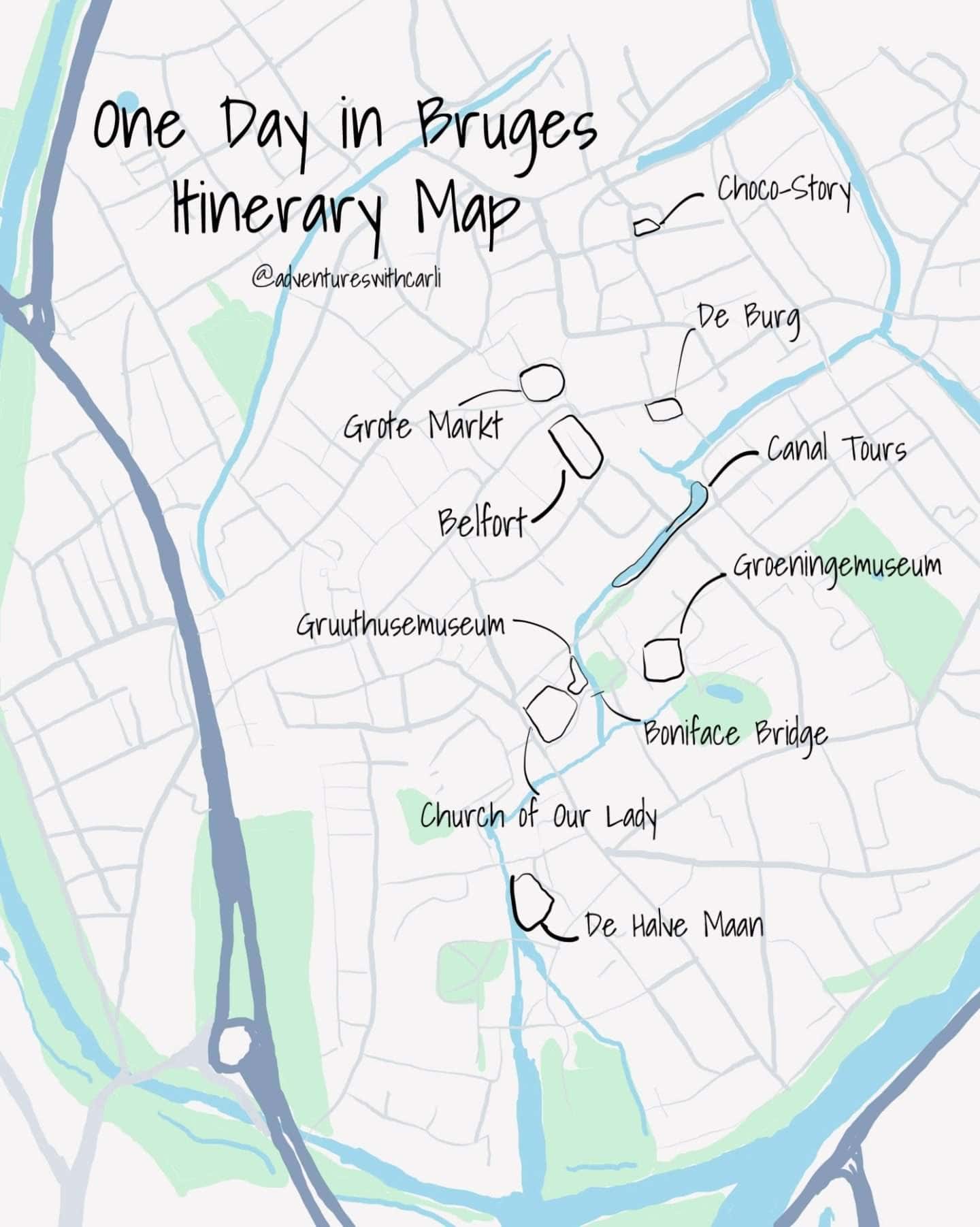 one day in bruges itinerary map