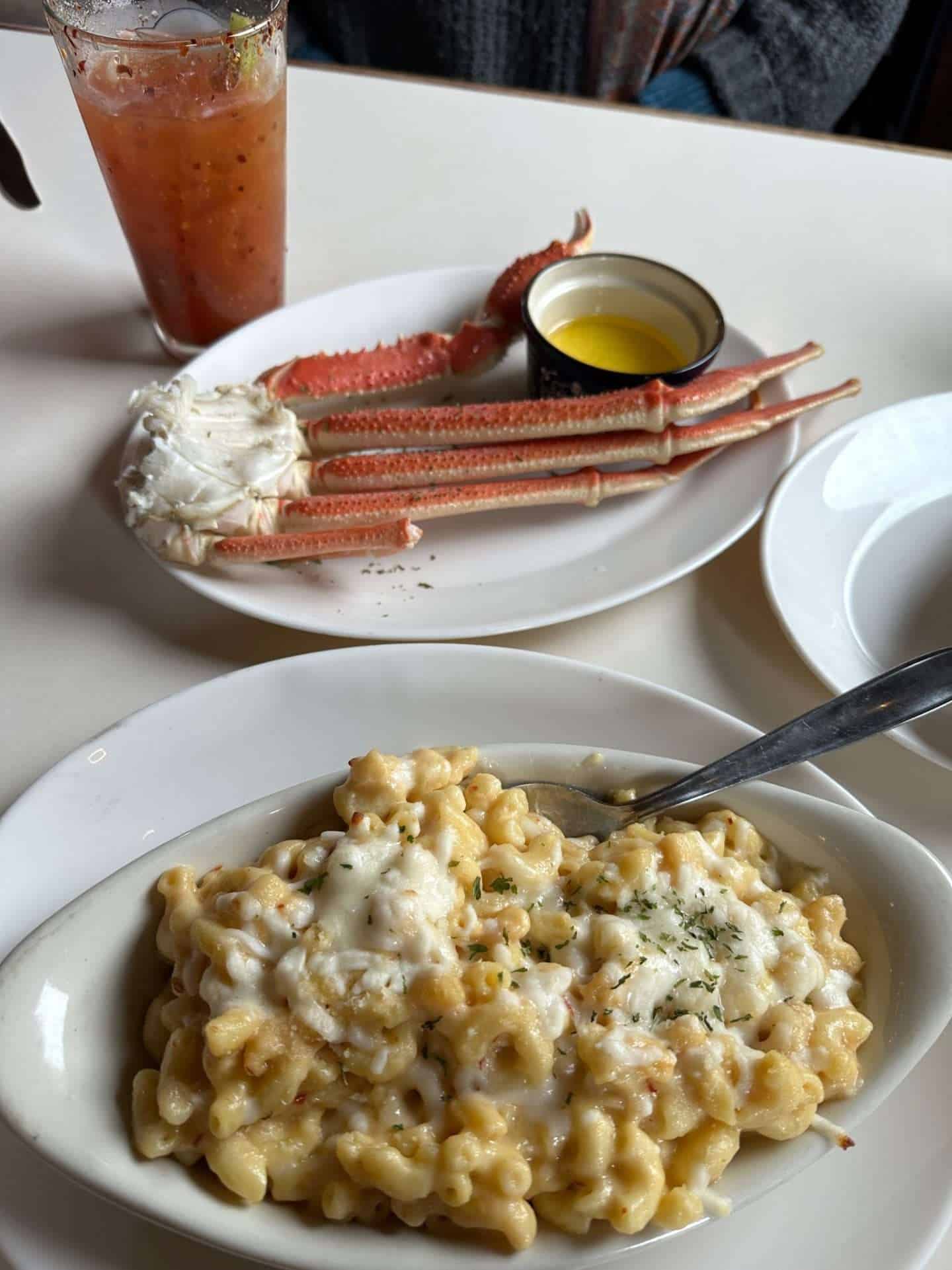 crab legs and mac & cheese at seasalt best restaurants in seward alaska