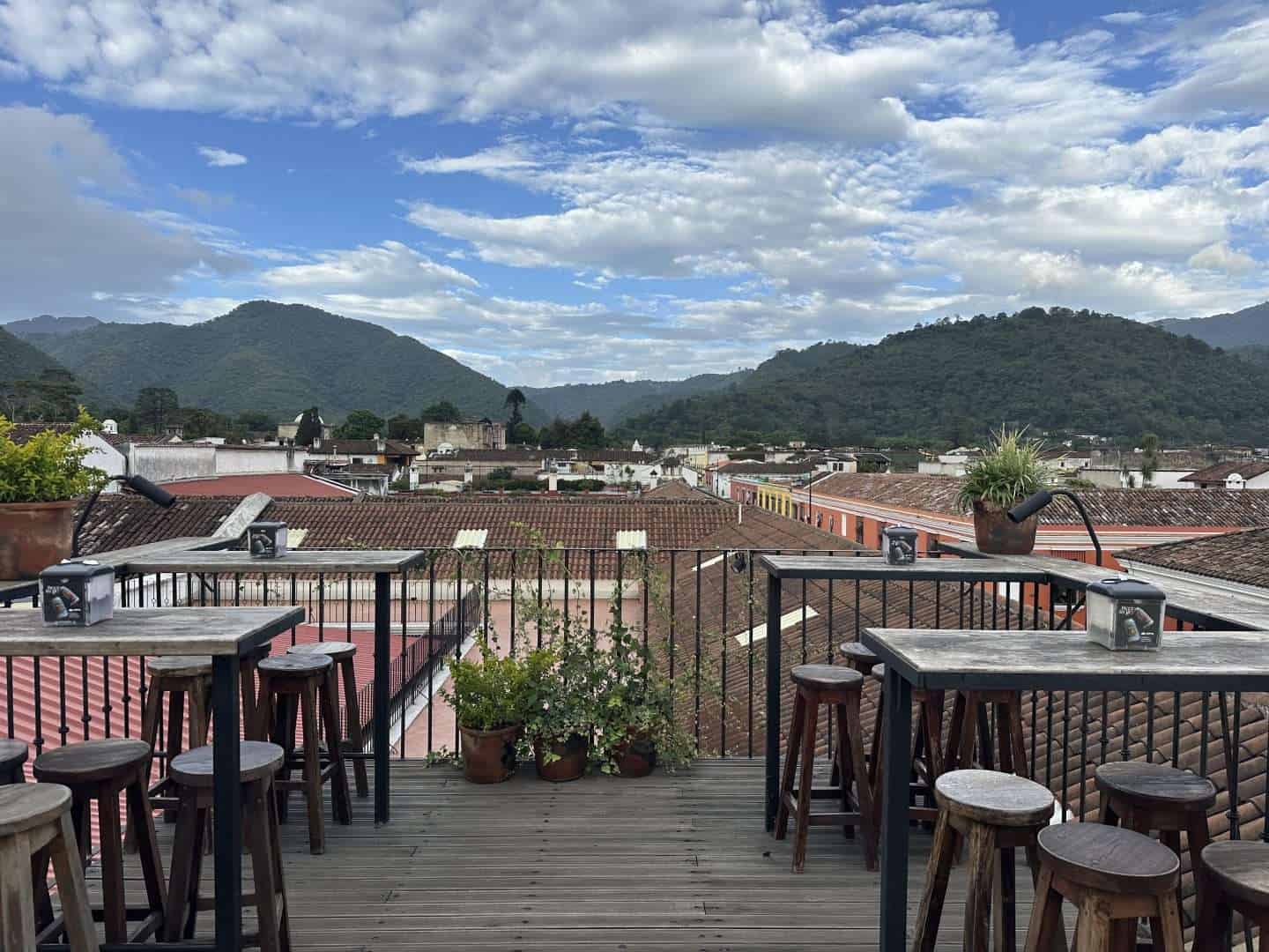 view from Antigua Brewing Company - antigua guatemala bars
