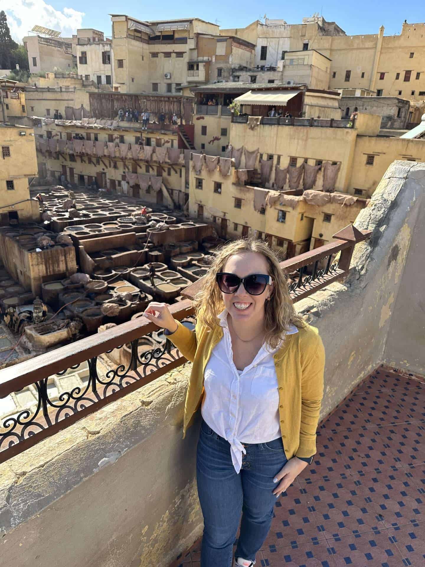carli at fes tannery
things to do in fes morocco