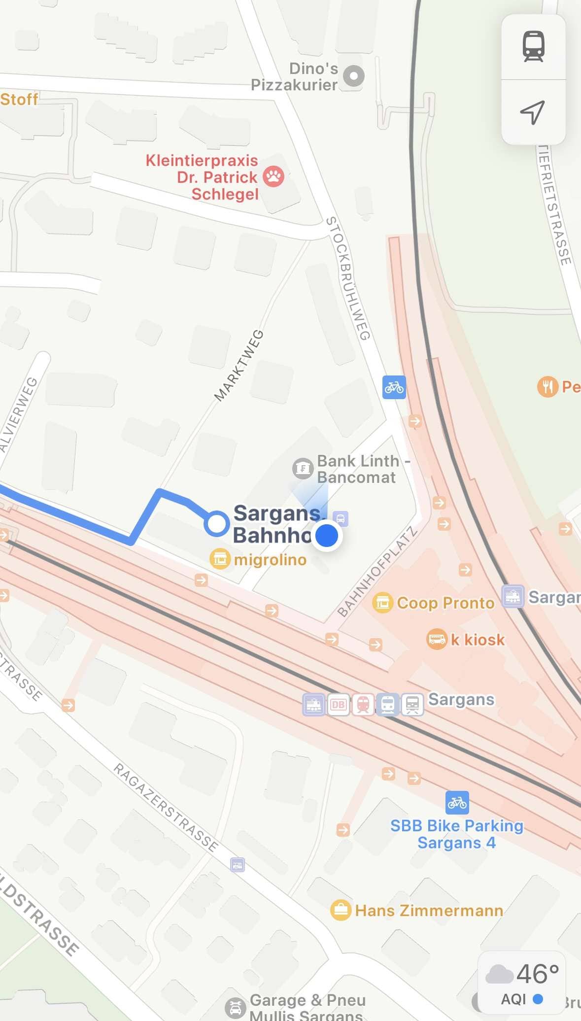 map of bus stop from sardans to vaduz