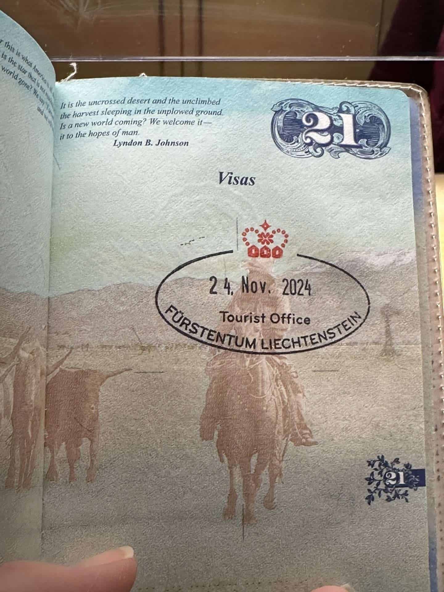 passport stamp from liechtenstein