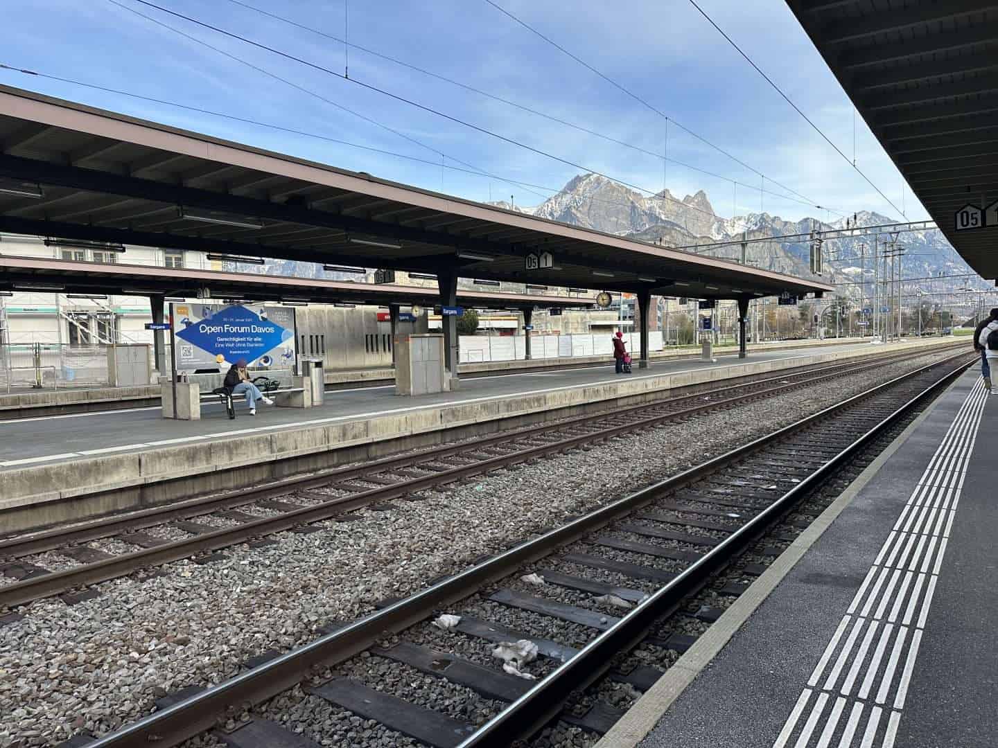 sardans train station platform - zurich to liechtenstein