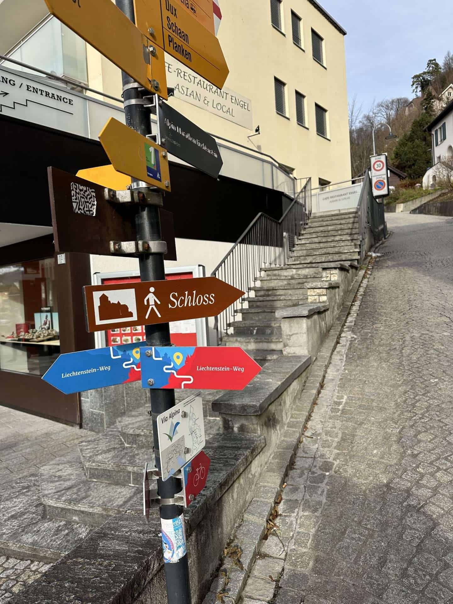 signnage for schloss lookout vaduz liechtenstein