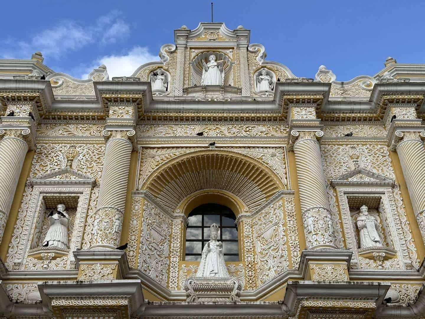 view of iglesia de la merced in antigua guatemala