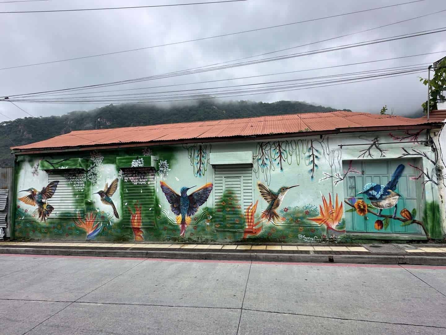 hummingbird mural in panajachel guatemala