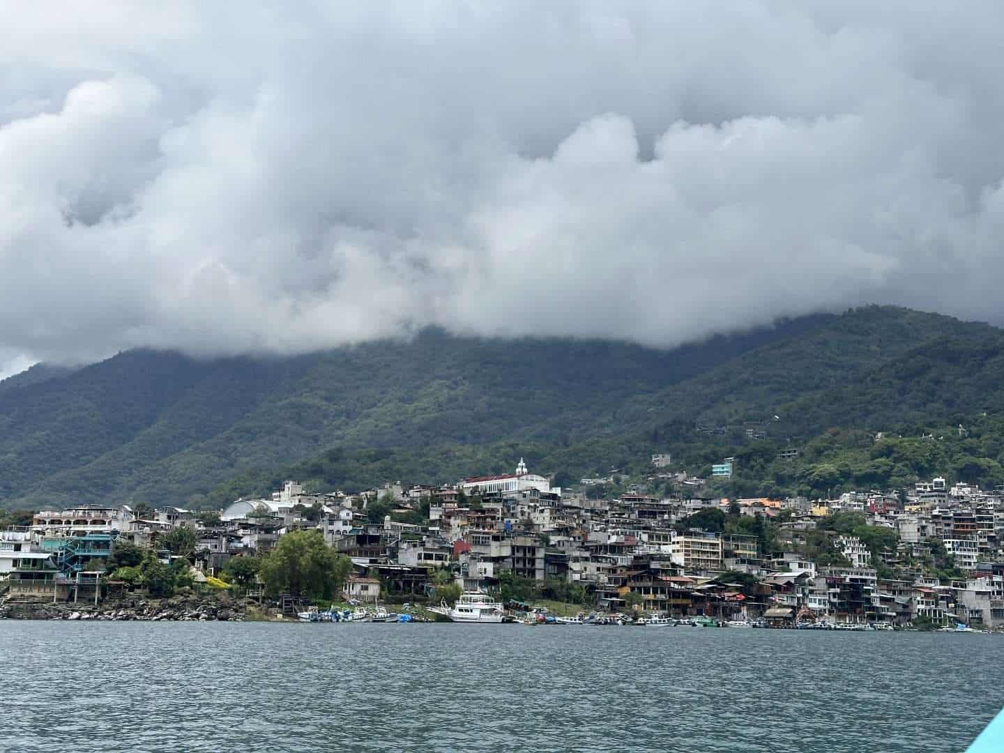 view of san pedro la laguna from the water