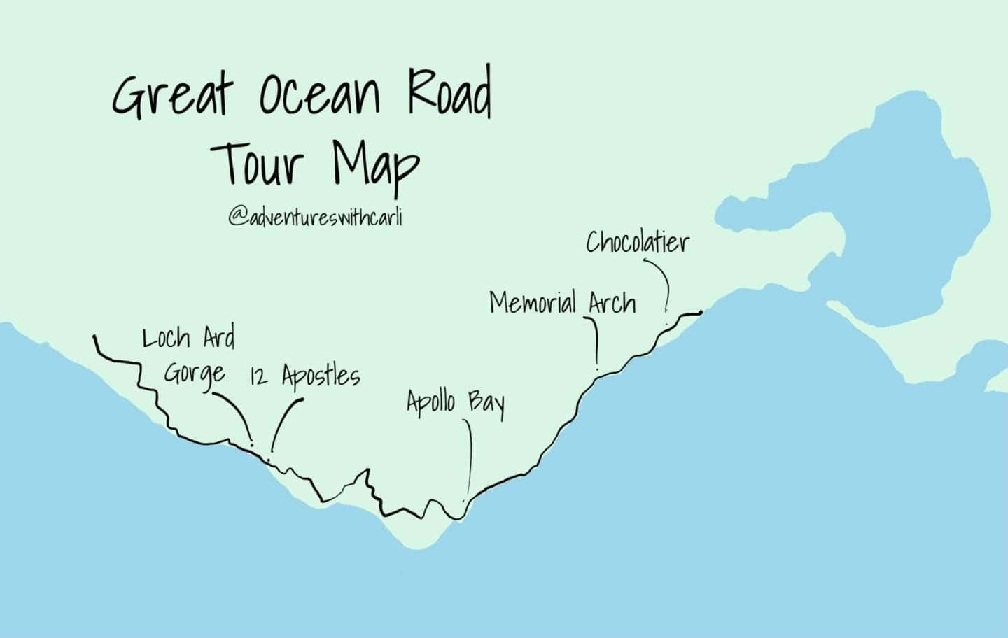 great ocean road tour map