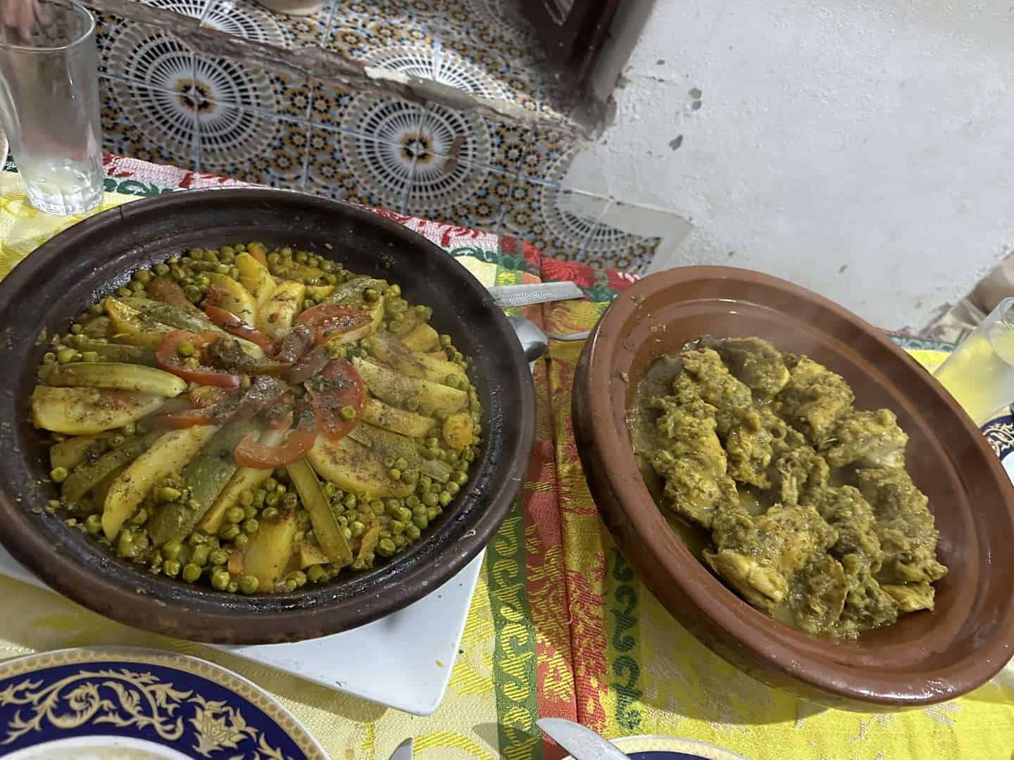 veggie and chicken tagine at marrakech cooking class