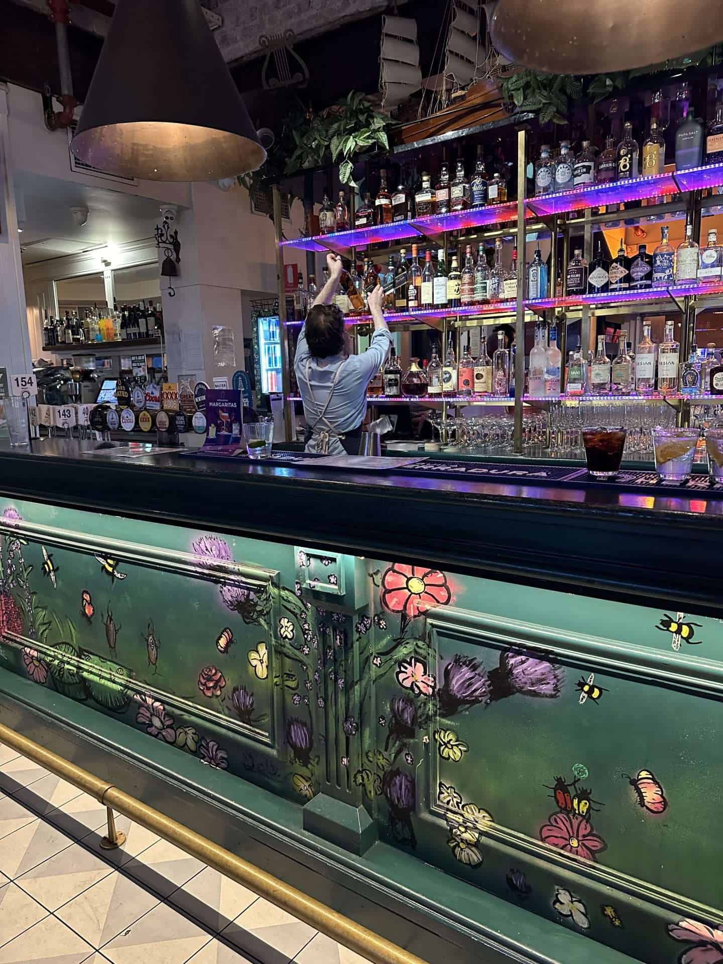 floral painted bar at prince consort hotel in fortitude valley
