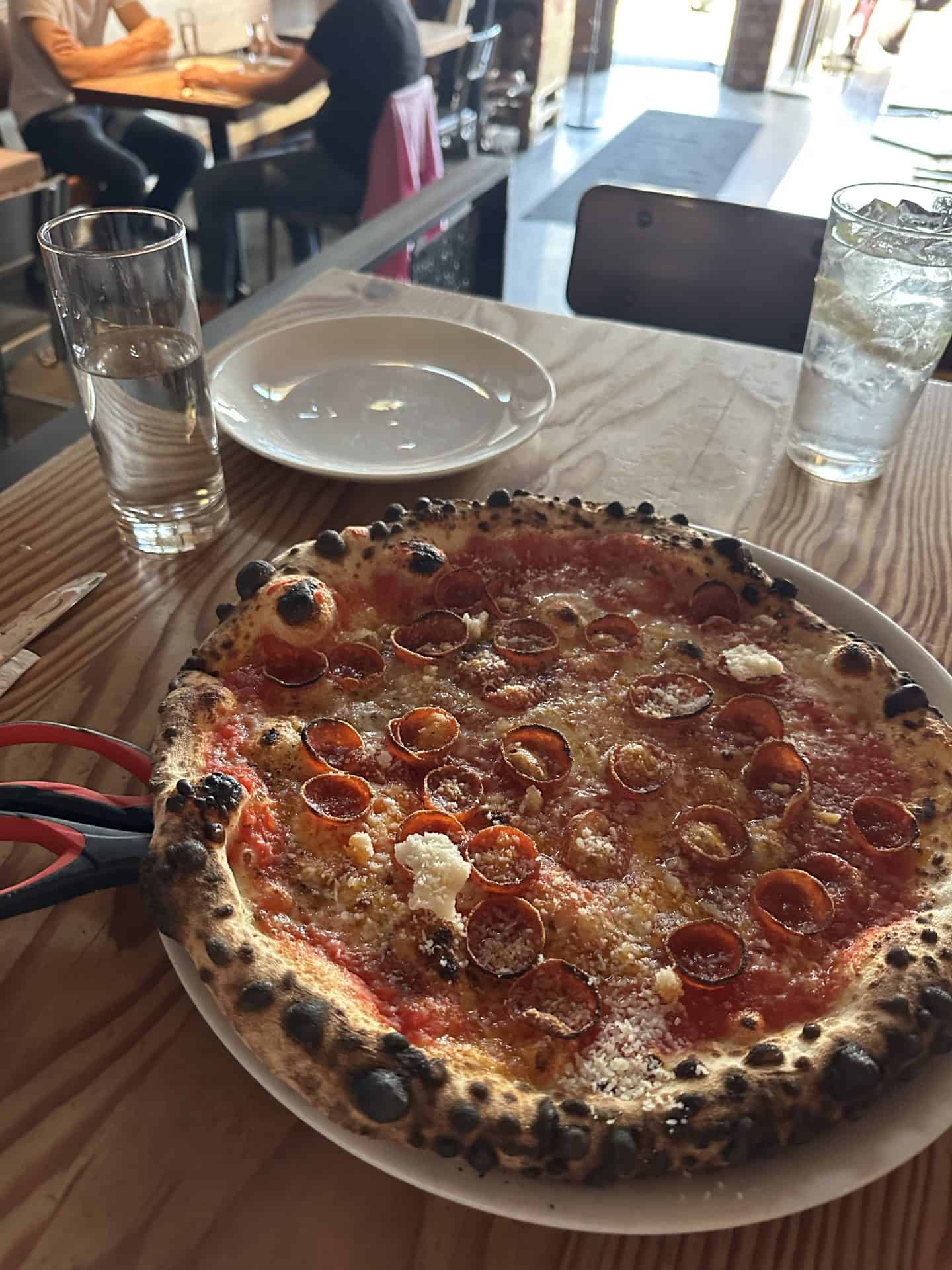 diavola wood fired pizza at bruciato in bainbridge island
