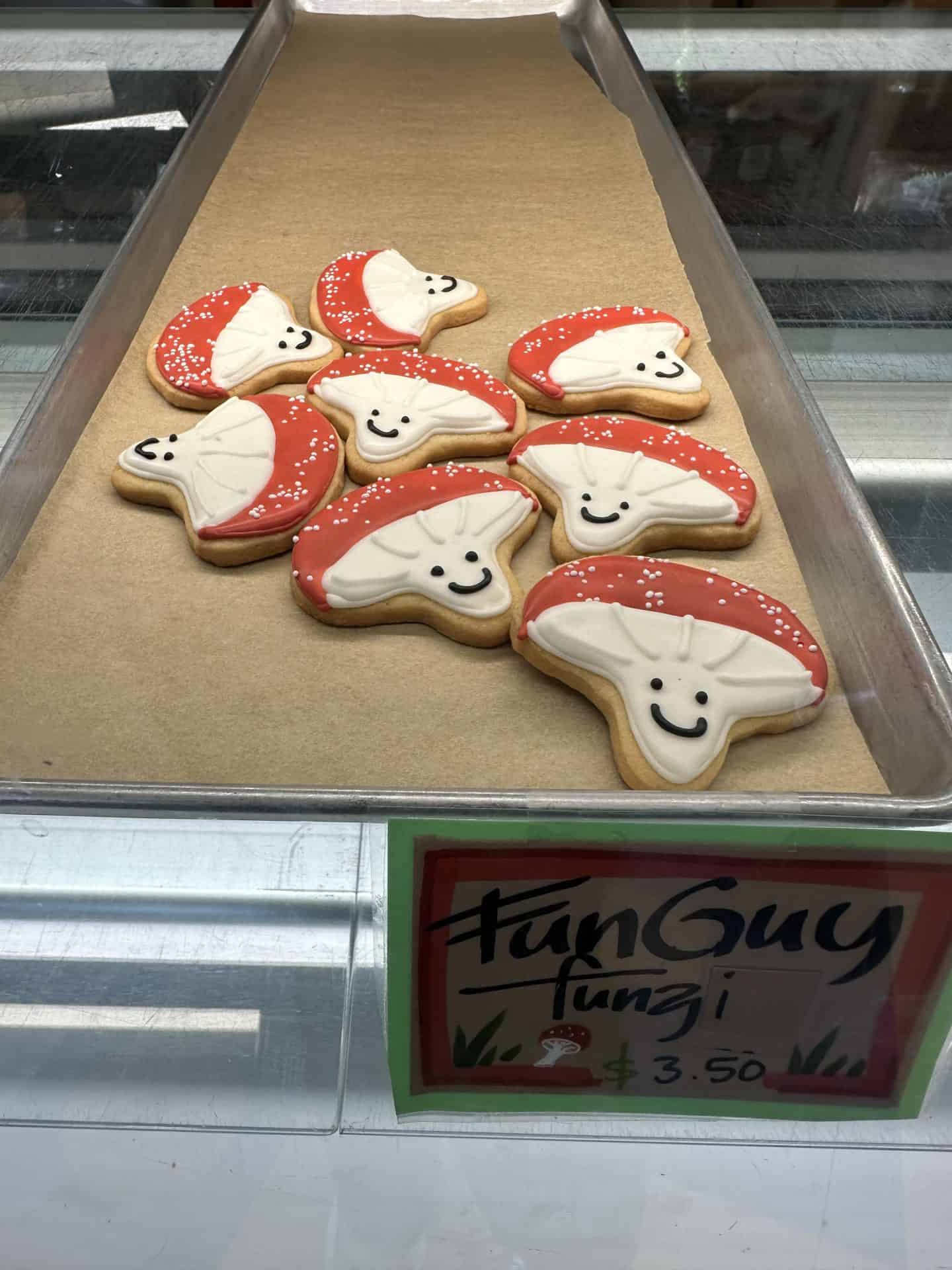 cookies decorated like mushrooms at blackbird bakery in bainbridge island