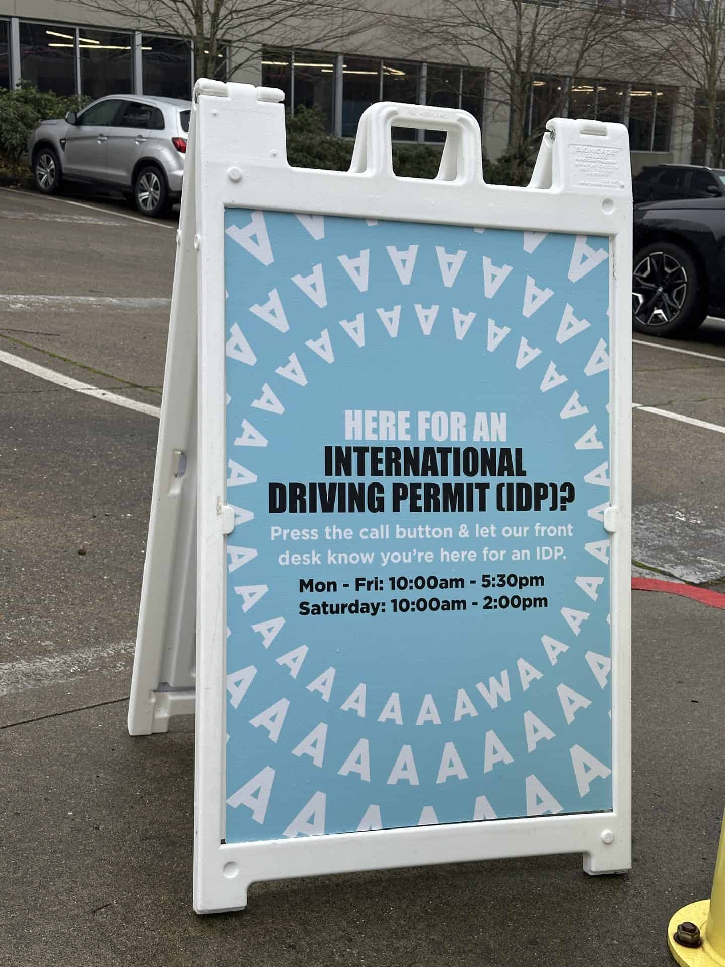 sign with instructions for AAA washington access