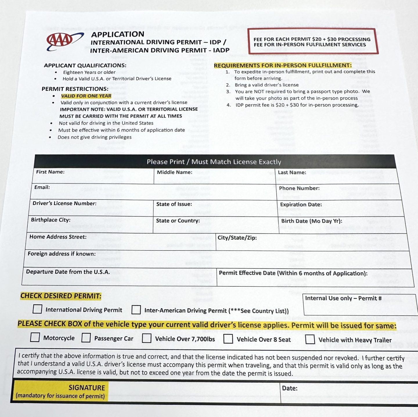 international drivers permit application