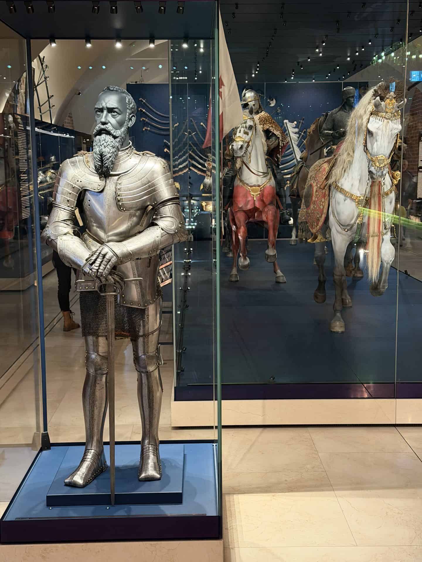medieval knight armor on display at museum in krakow