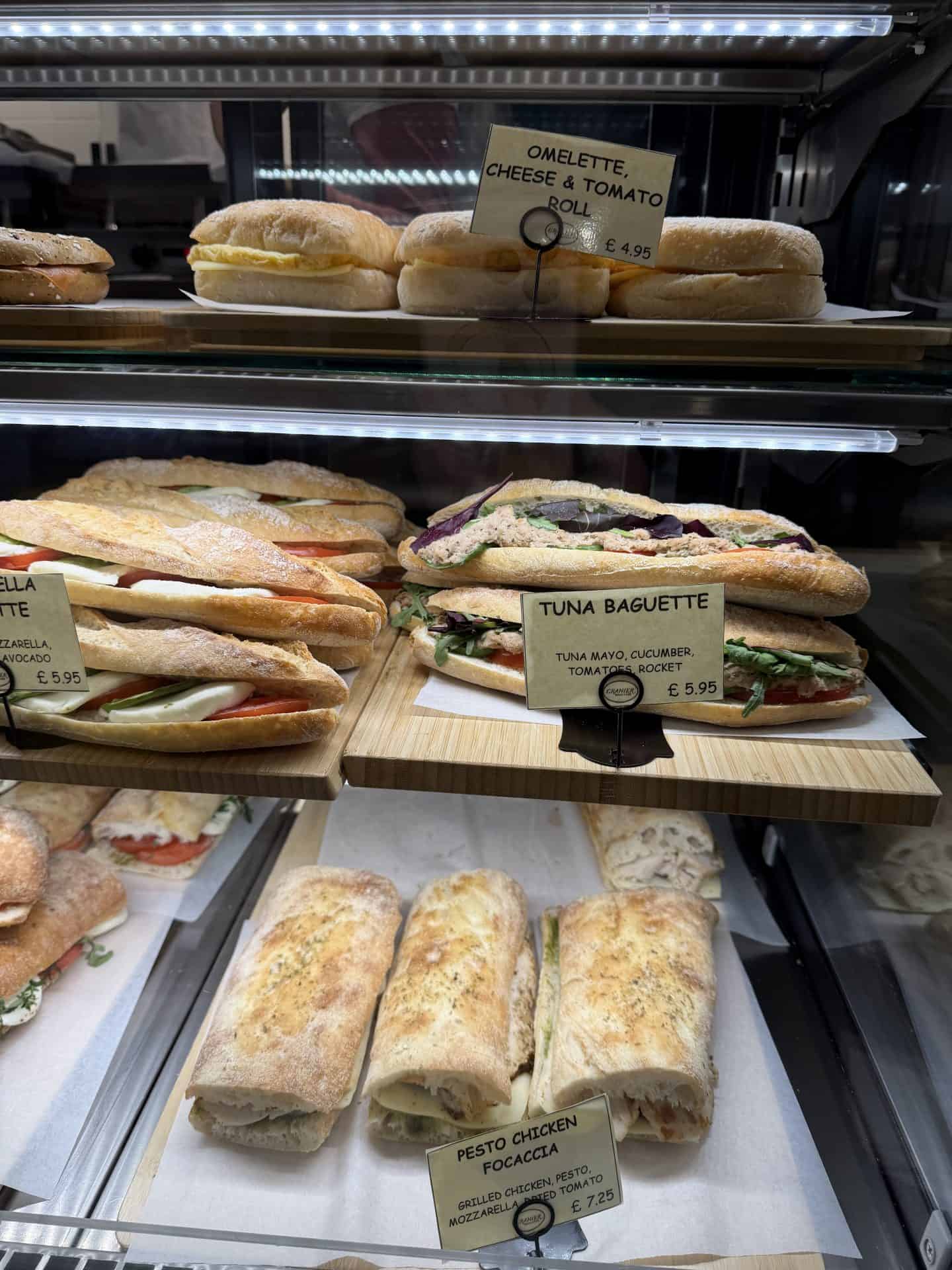 sandwich display inside london bakery