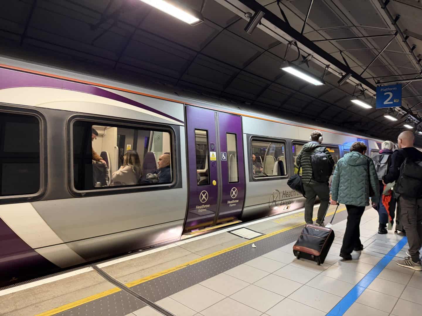 london heathrow express train at station