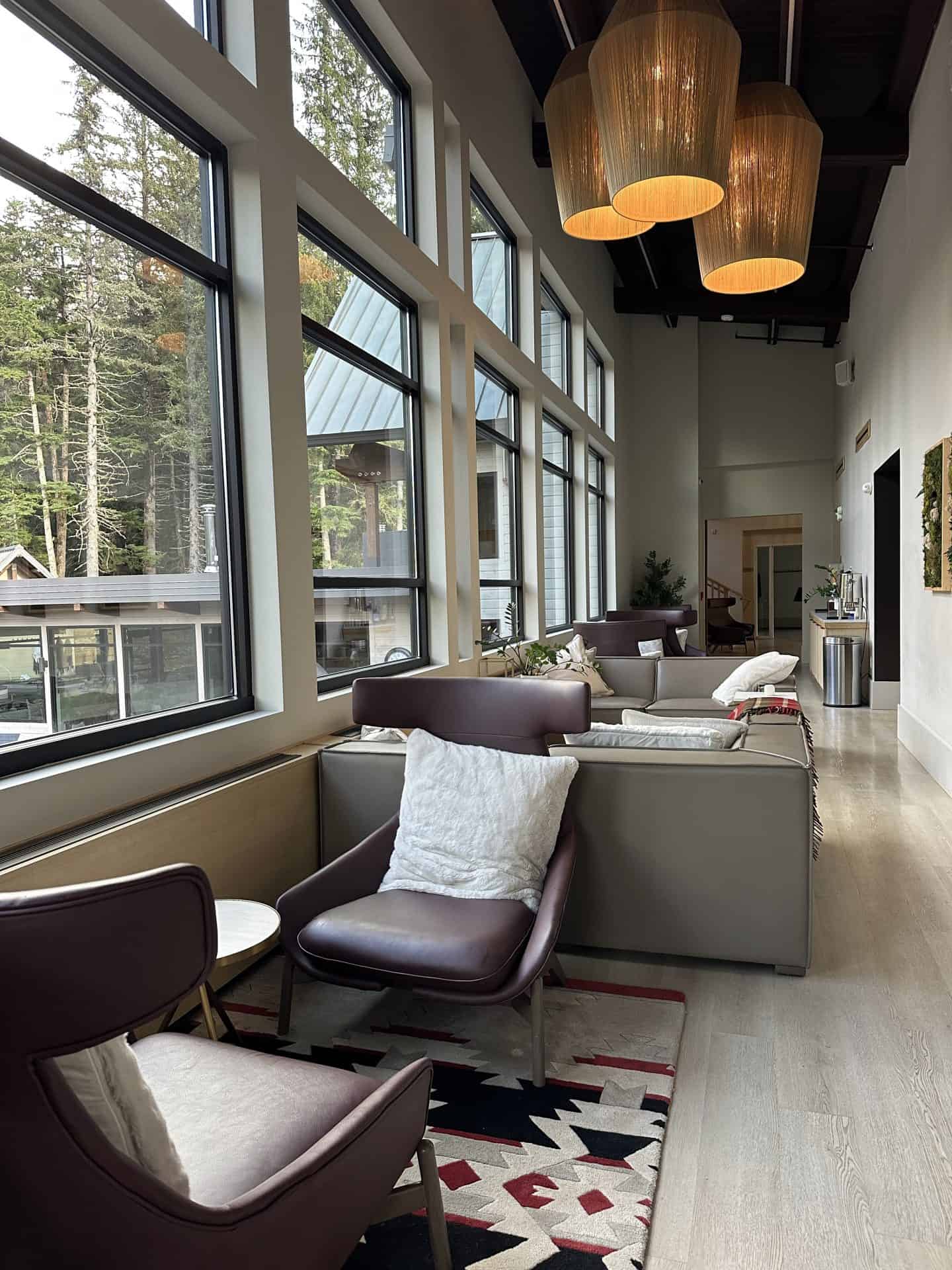 spa seating area with large windows