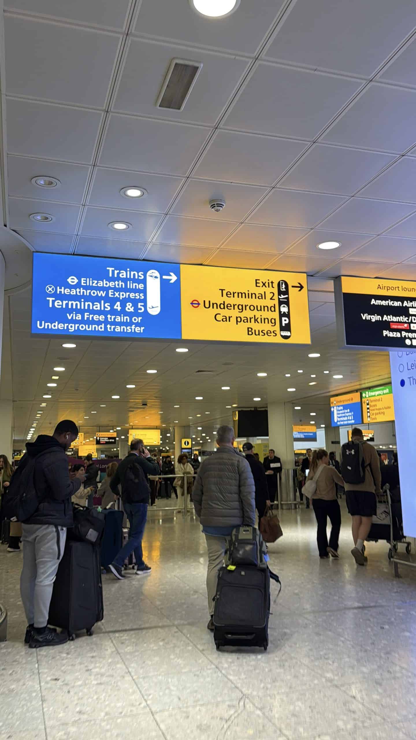 wayfinding signage for trains at london heathrow airport