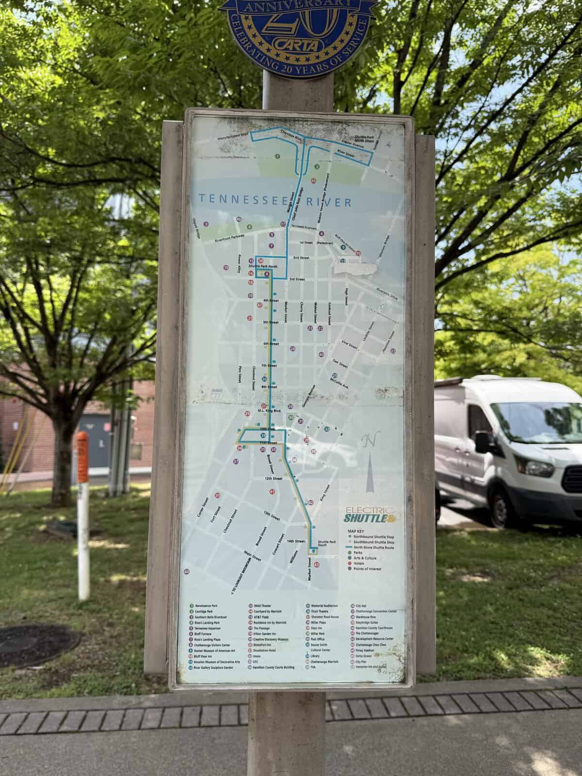 map of chattanooga shuttle route